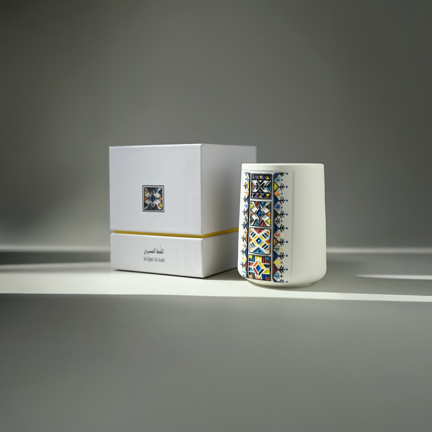 HERFAH - Al-Qatt Al-Asiri Hand-carved & Hand-painted Porcelain Art Piece