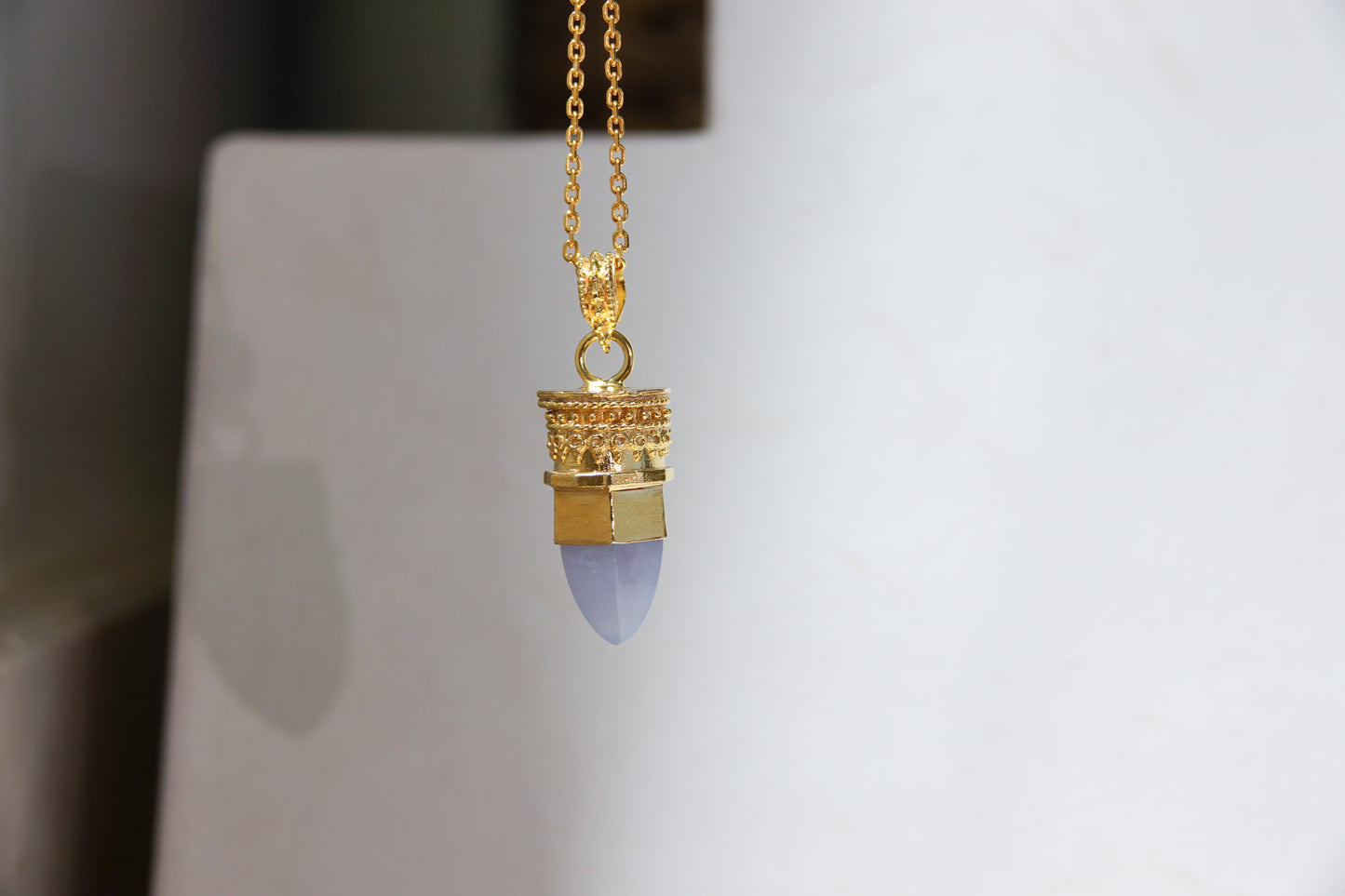 BY RAHINA - 21K Gold Plated Sterling Silver Resistance Blue Lace Agate necklace