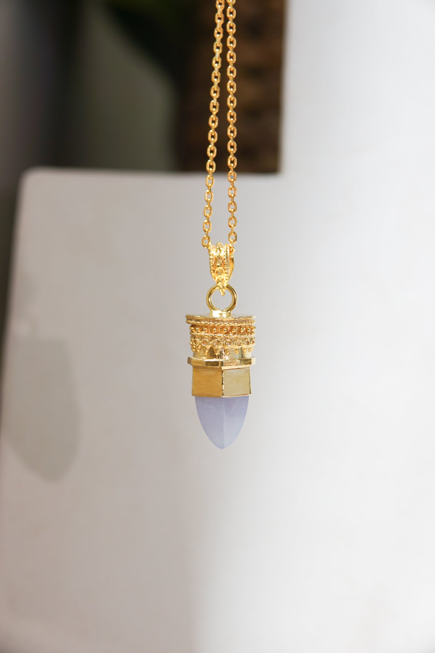 BY RAHINA - 21K Gold Plated Sterling Silver Resistance Blue Lace Agate necklace