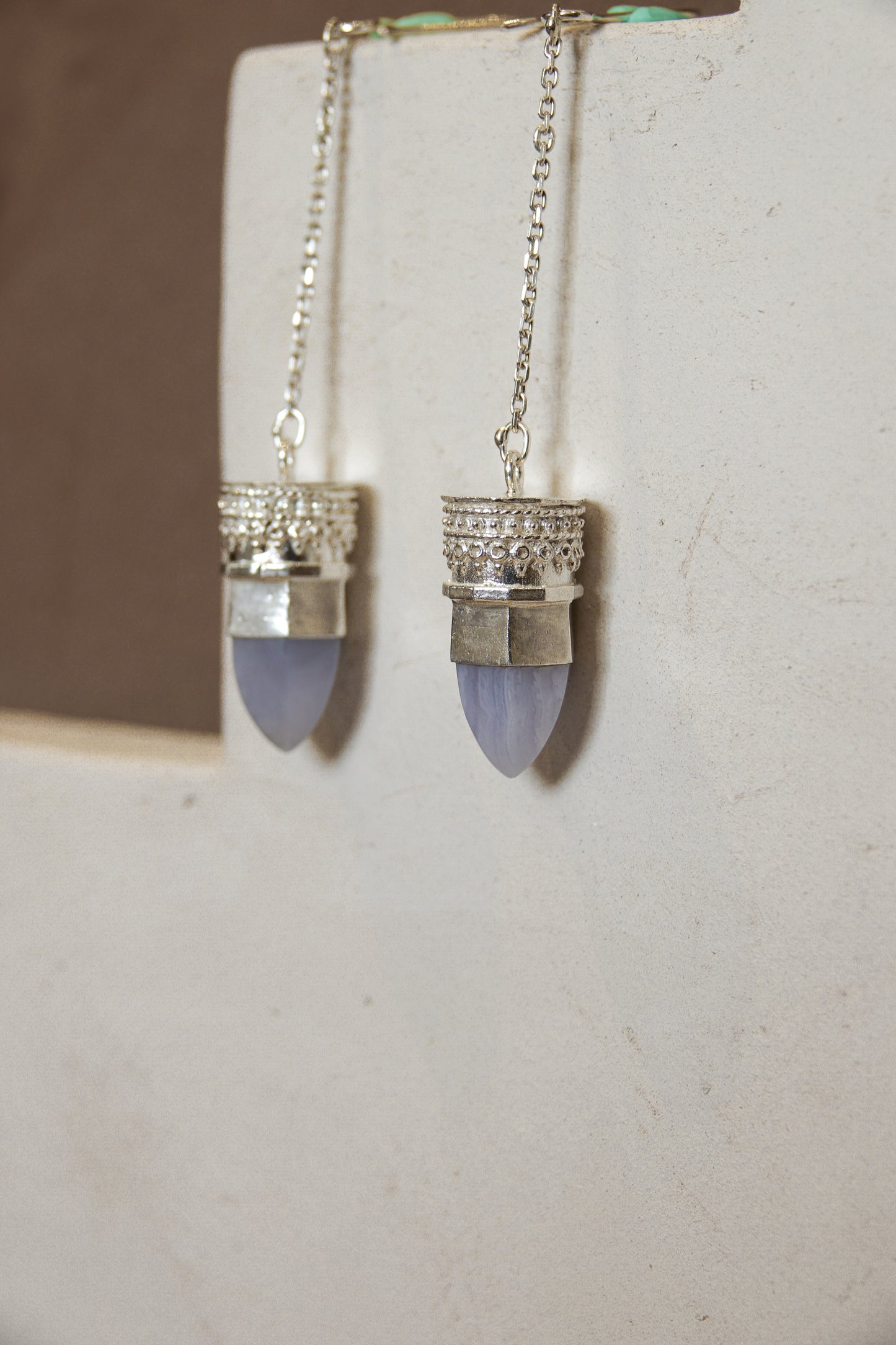 BY RAHINA - Sterling Silver Resistance Blue Lace Agate earrings