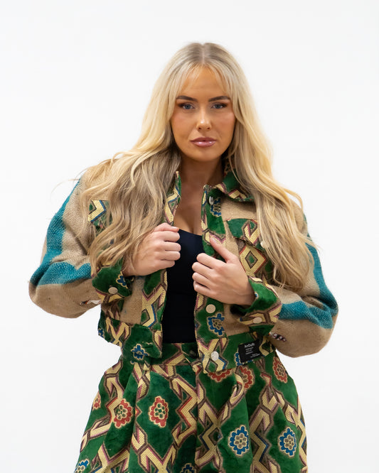 ANOURI - Green Crop Burlap Jacket