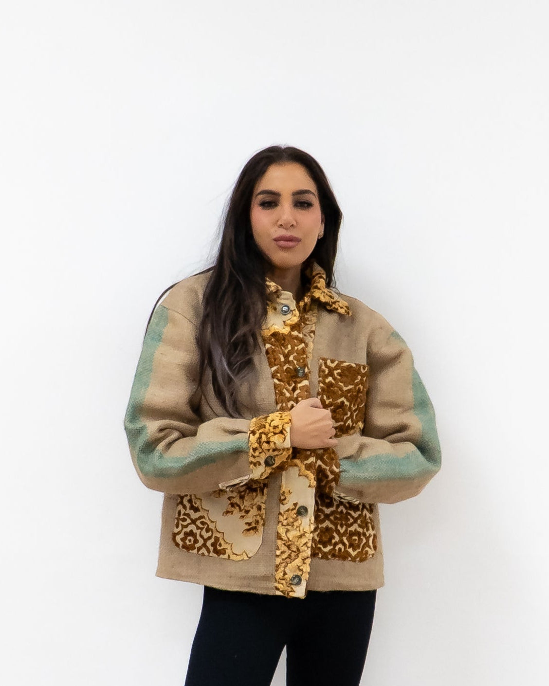 ANOURI - Unisex Brown & Yellow Burlap Jacket