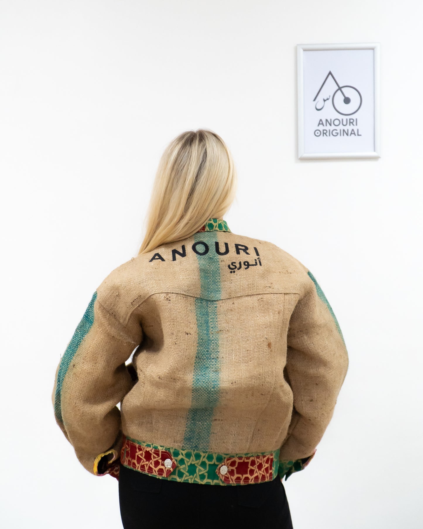ANOURI - Unisex Red & Green Burlap Jacket