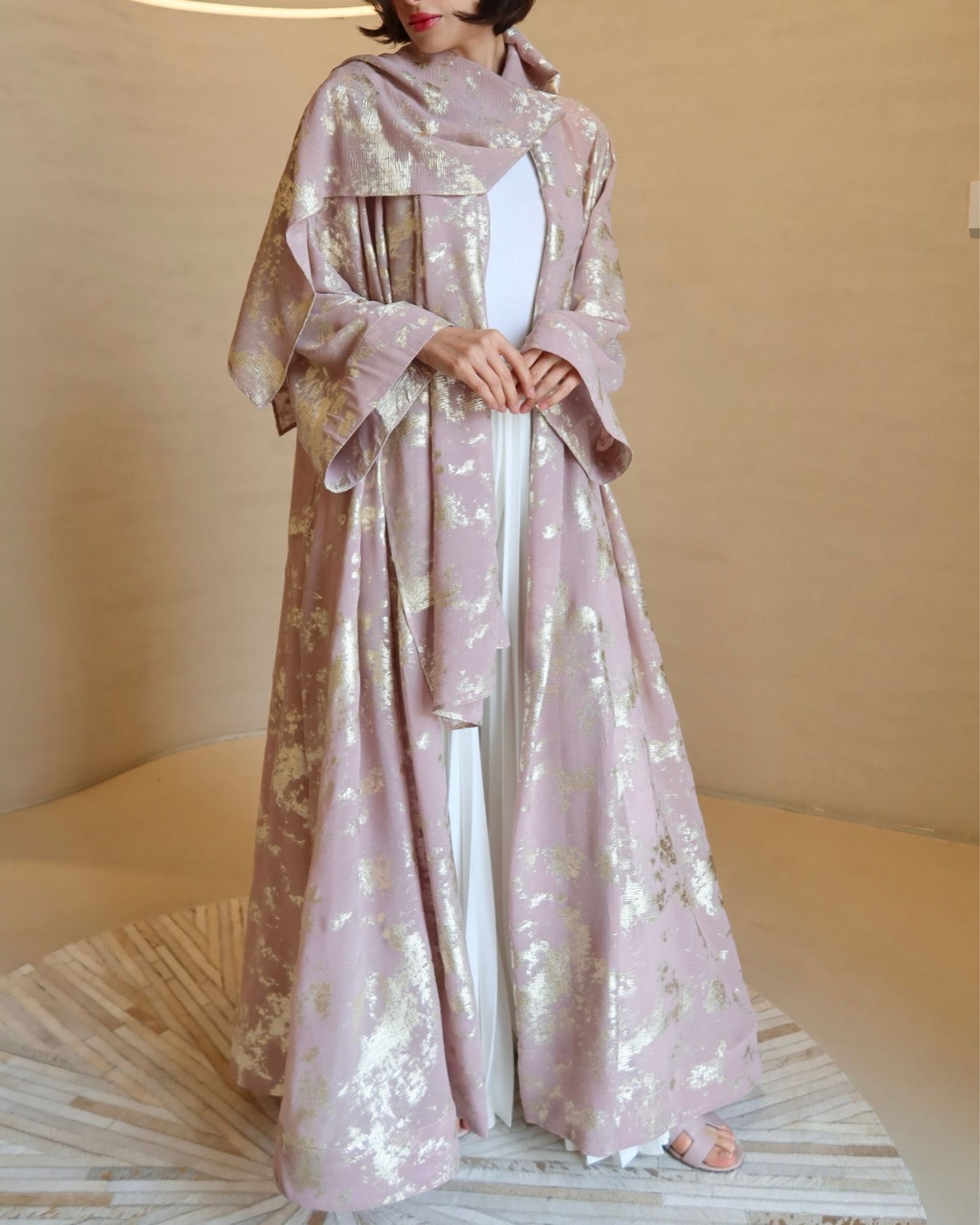 Dark Pink Goldbeaten Abaya