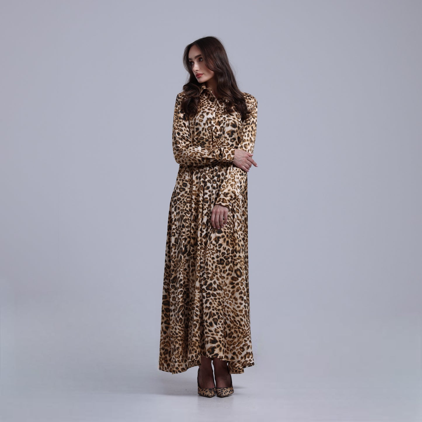 LA REINE - Printed Maxi Shirt Dress
