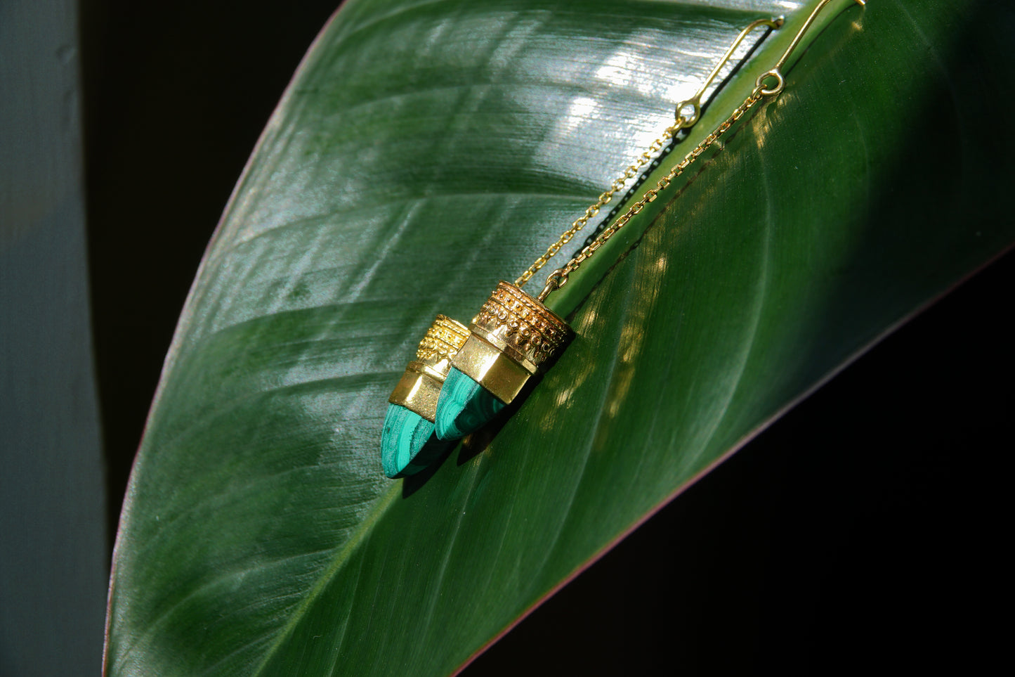 BY RAHINA - 21K Gold Plated Sterling Silver Resistance Malachite Earrings