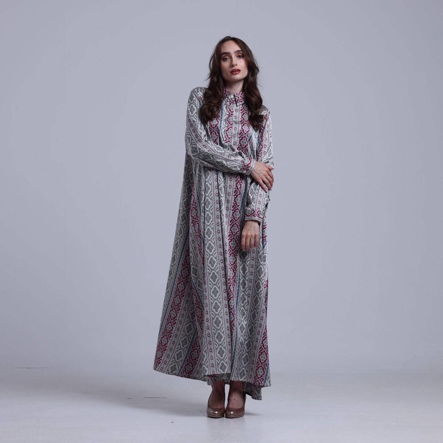 LA REINE - Printed Maxi Shirt Dress
