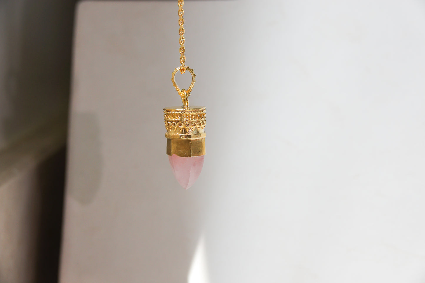 BY RAHINA - 21k Gold Plated Sterling Silver Resistance Rose Quartz Necklace