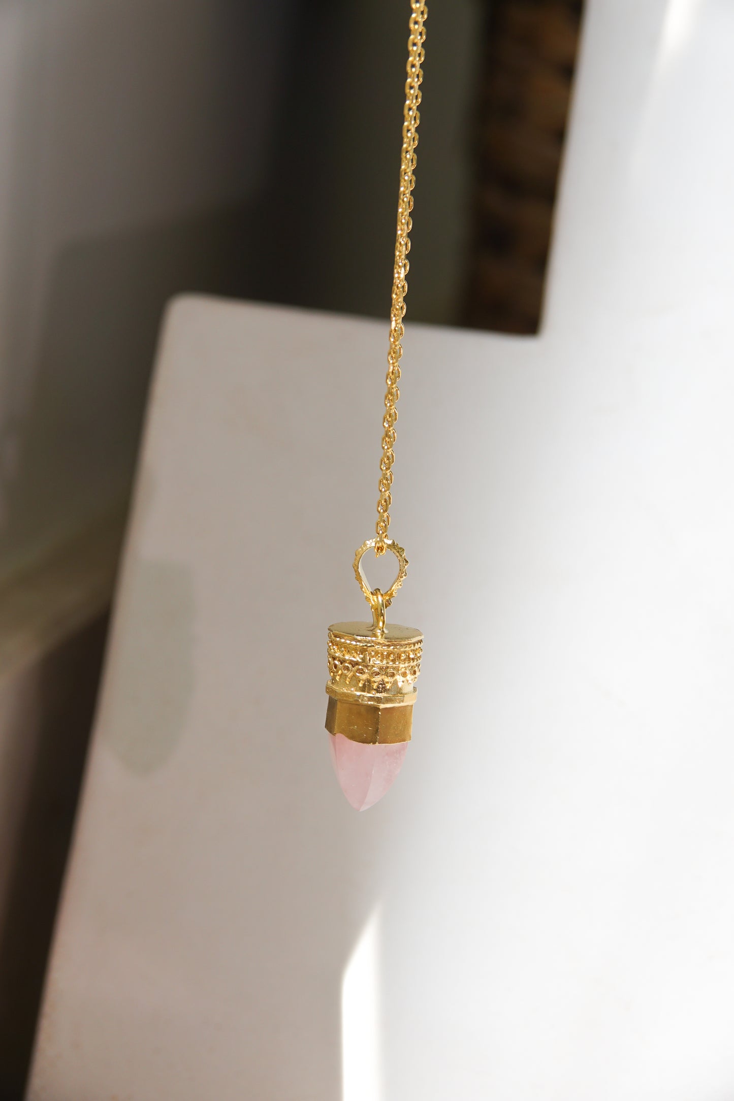 BY RAHINA - 21k Gold Plated Sterling Silver Resistance Rose Quartz Necklace