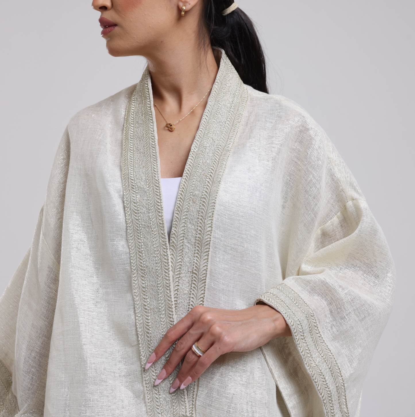 DALSH DESIGNS - Ivory Kimono Jacket and Midi Skirt Set