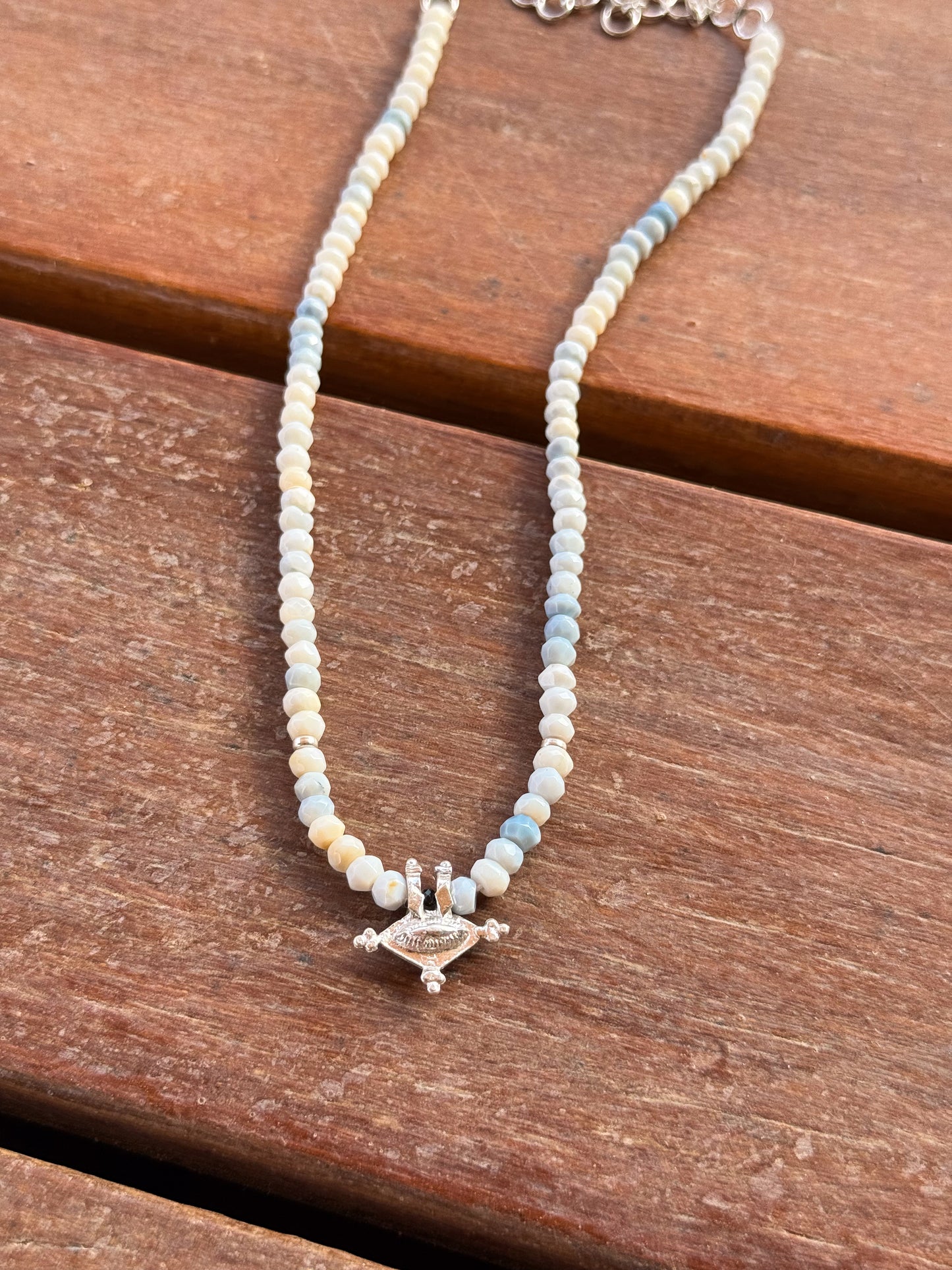 BY RAHINA - Hirz Sterling Silver & Blue Opal Gemstone Necklace