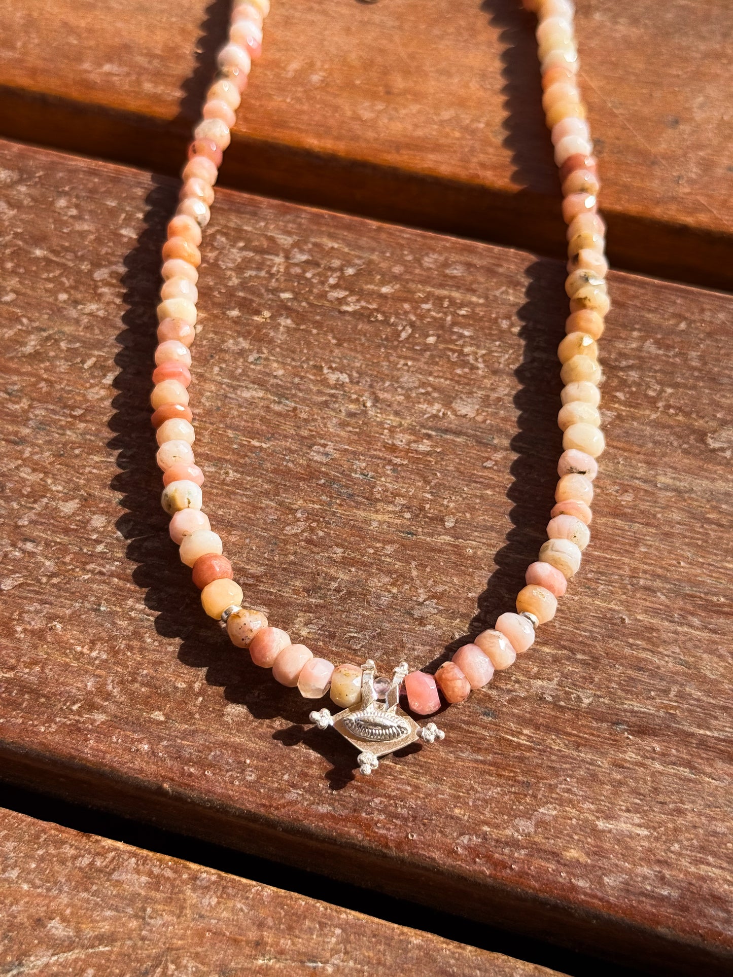 BY RAHINA - Hirz Sterling Silver & Pink Opal Gemstone Necklace