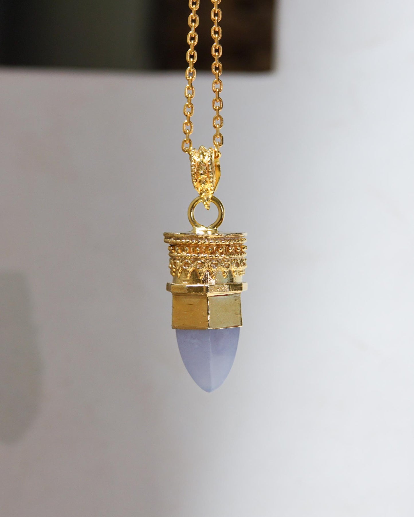 BY RAHINA - 21K Gold Plated Sterling Silver Resistance Blue Lace Agate necklace