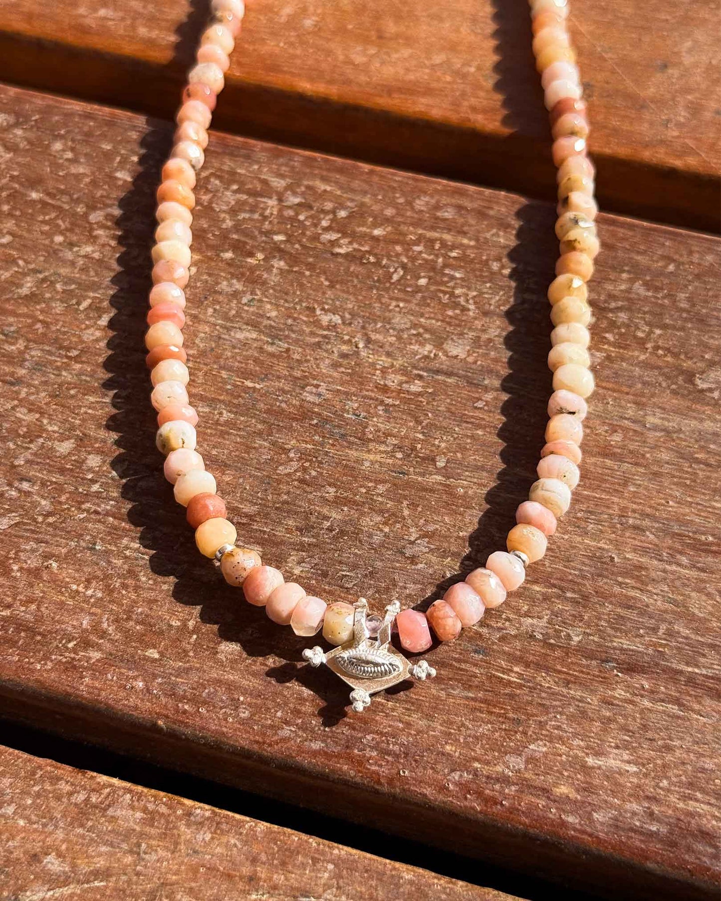 BY RAHINA - Hirz Sterling Silver & Pink Opal Gemstone Necklace