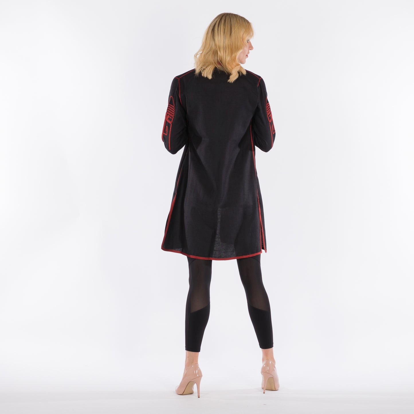 YARAKECH - Black Long-Line Jacket with Sfifa Embroidery