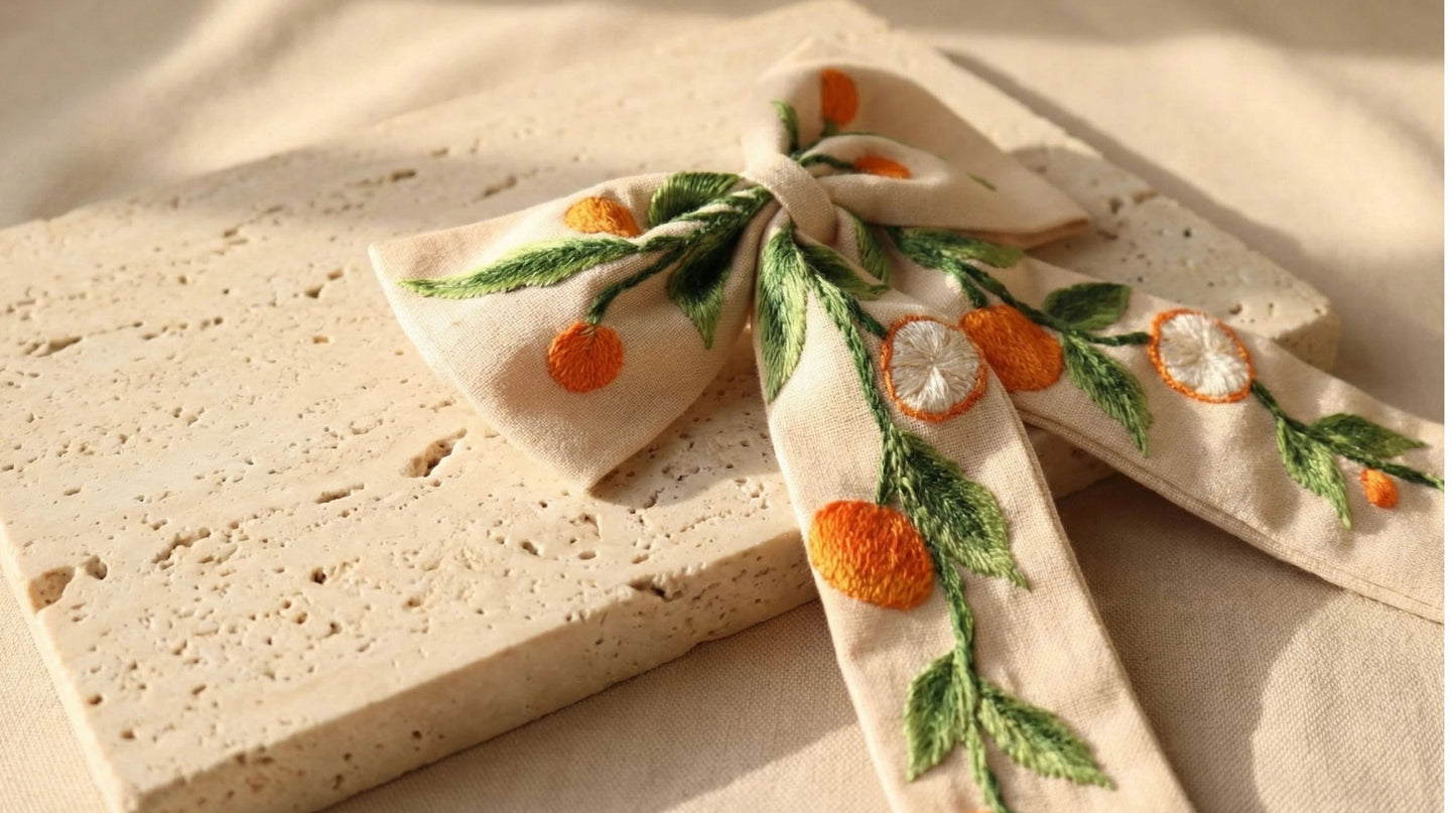 AYMF - Jaffa Blossom - Linen Hair Bow