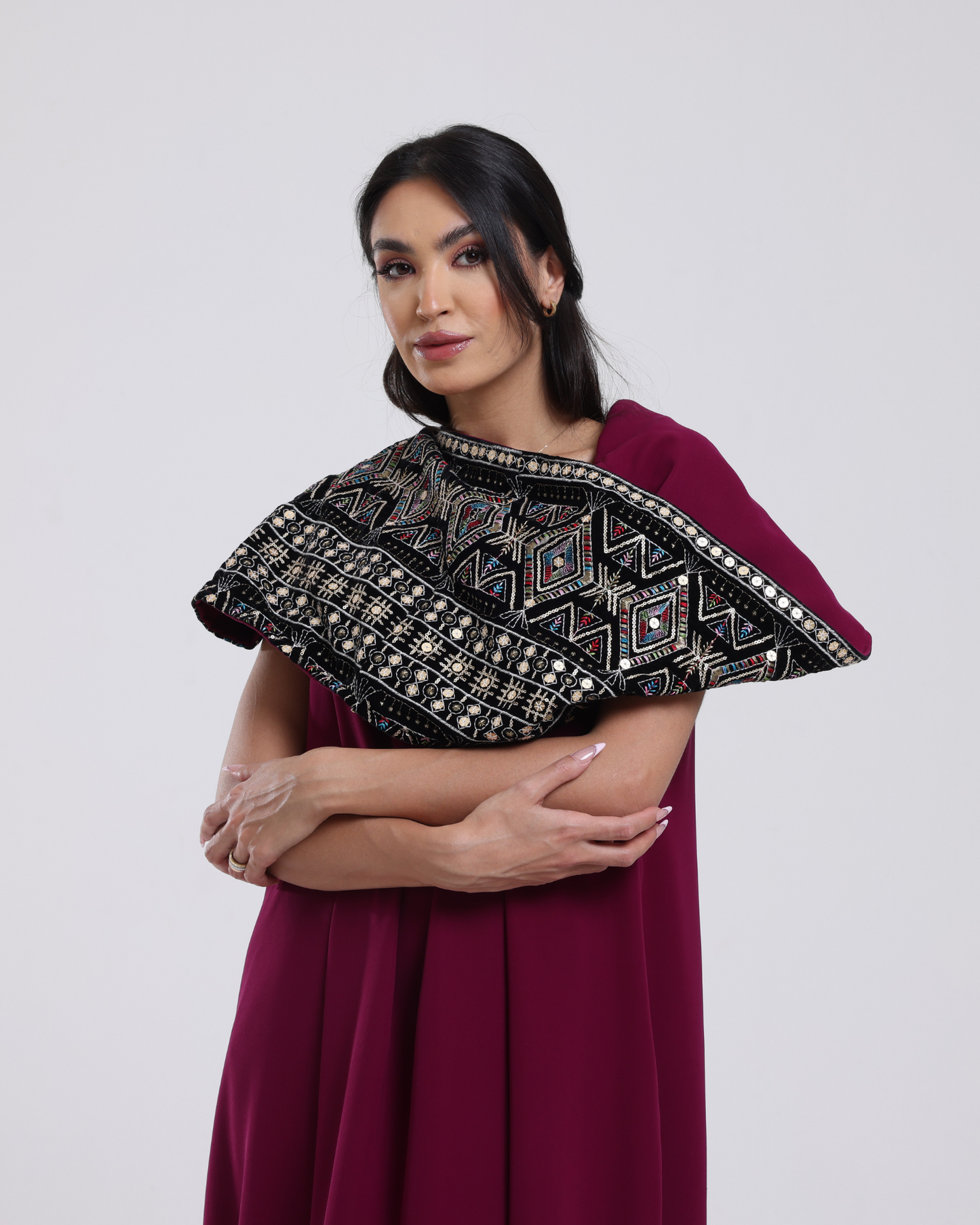 DALSH DESIGNS - Sleeveless Maxi Dress with Embroidered Hood