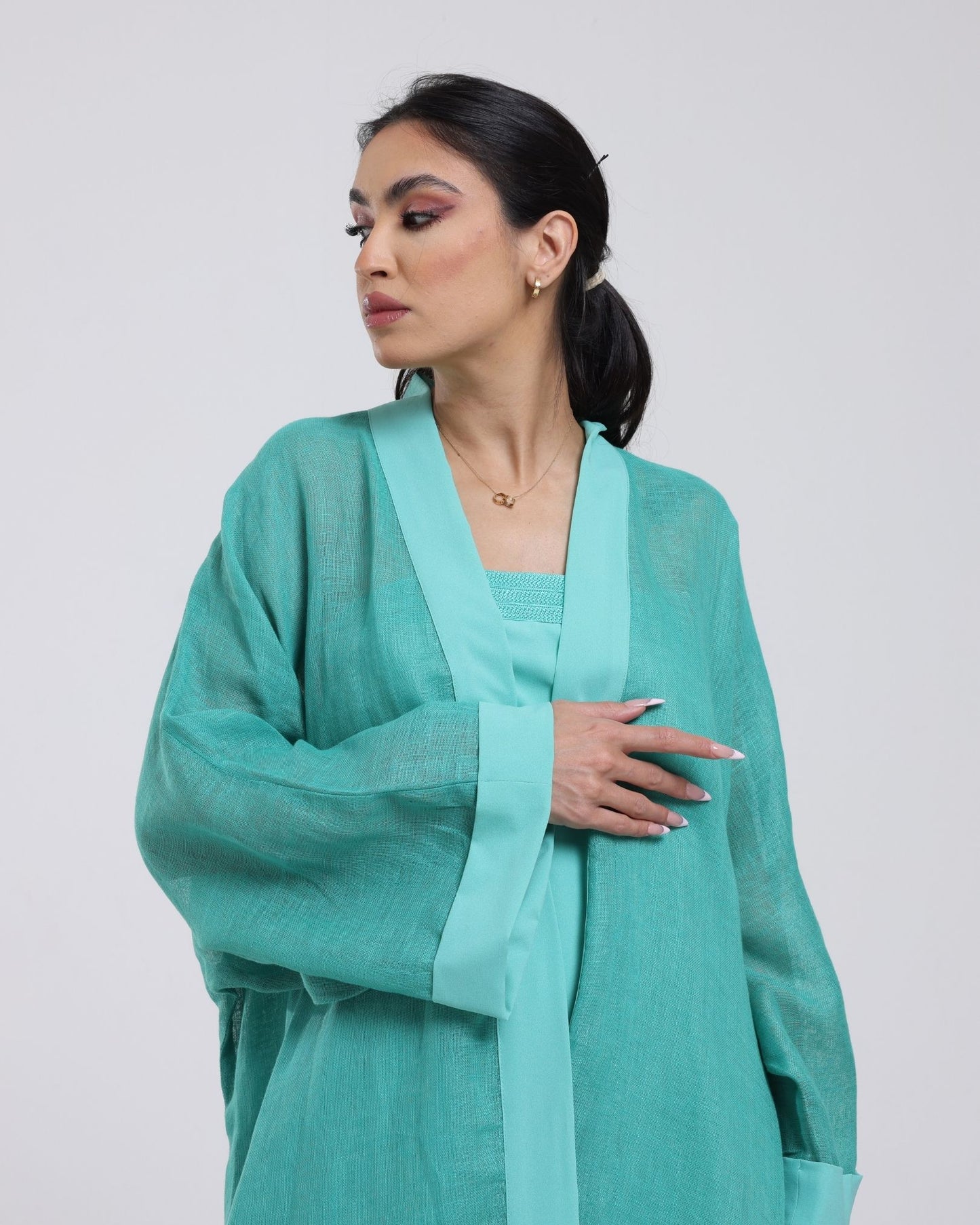 DALSH DESIGNS - Turquoise Abaya-Dress Ensemble