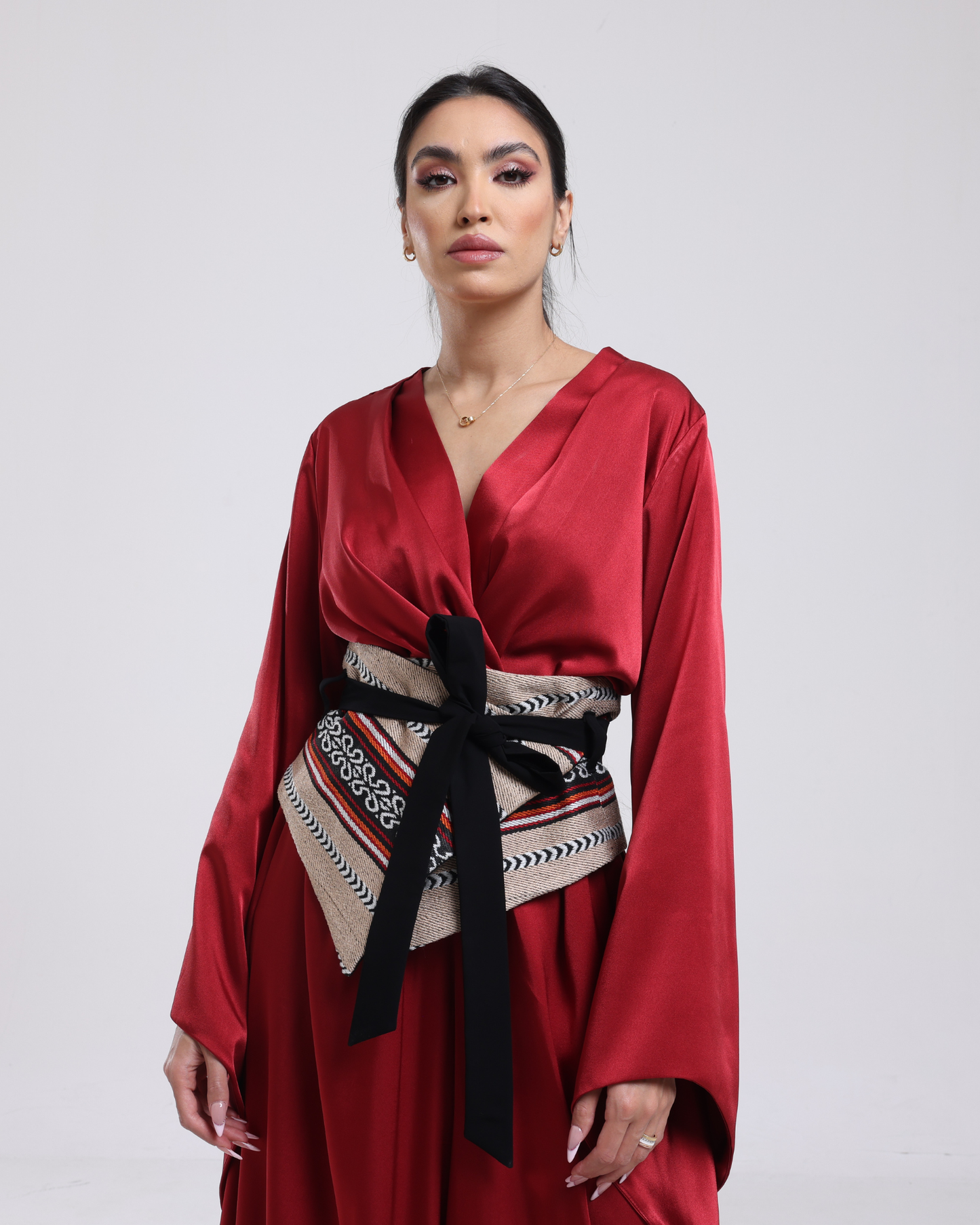 DALSH DESIGNS - Wide-Leg Jumpsuit with Sadu Wrap Belt
