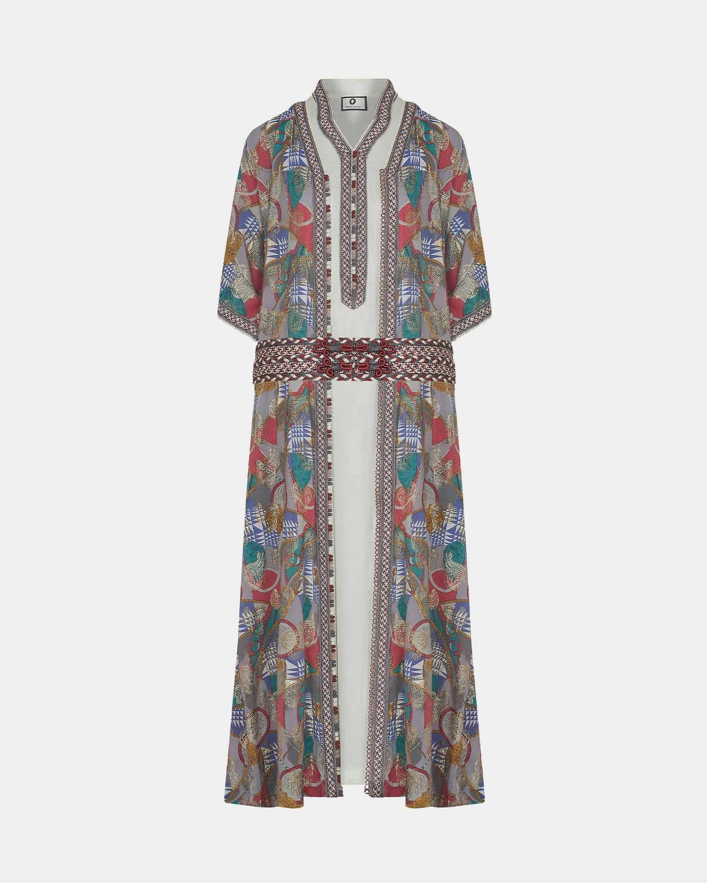 YARAKECH - Two-Piece Moroccan Kaftan with Metallic Printed Overlay