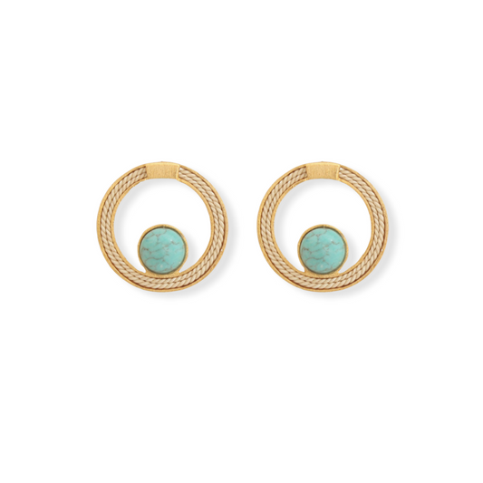 TREASURES OF BRAZIL - Ethereal Amazonia Natural Gleam Buriti and Green Quartz Stud Earrings