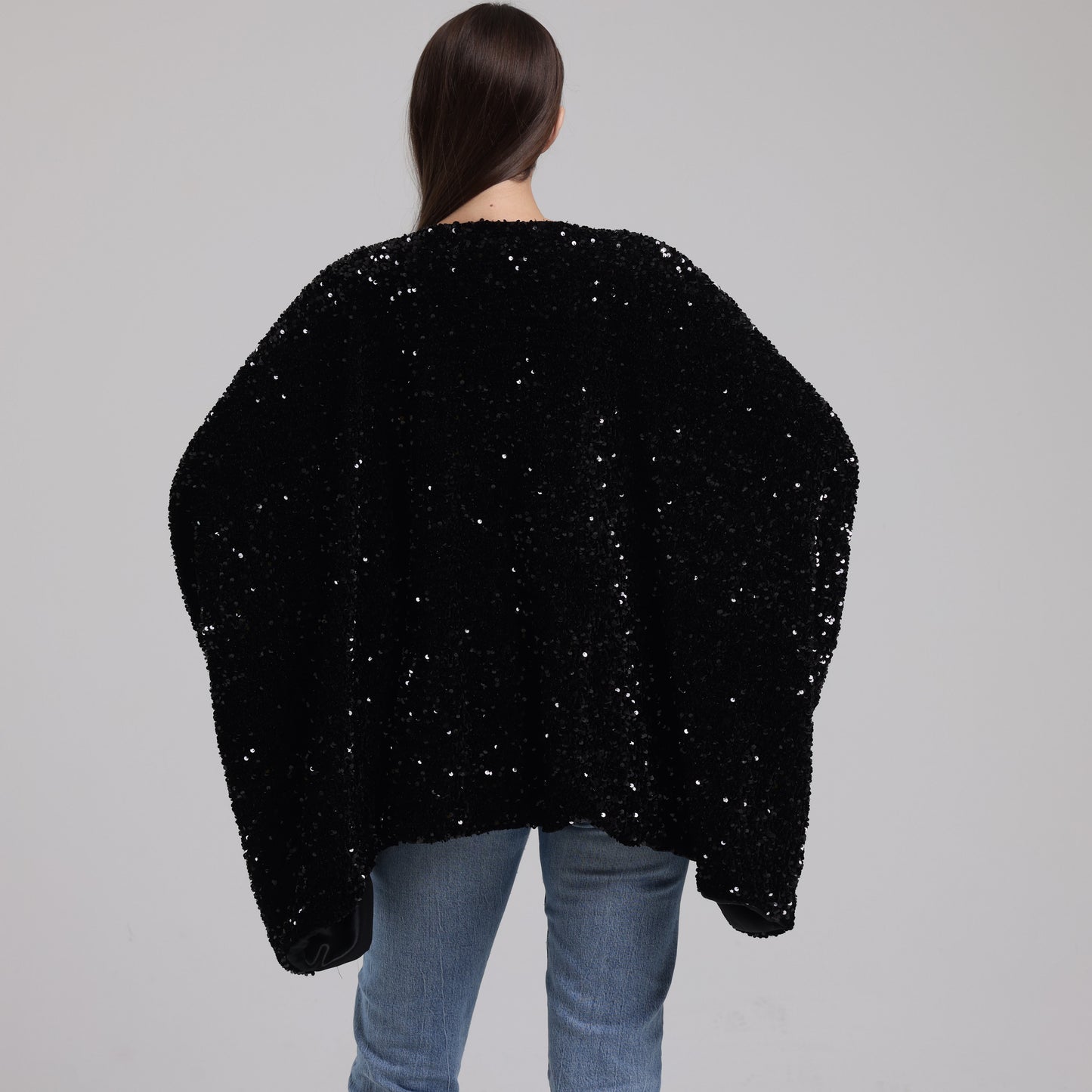 LA REINE - Sequinned Velvet Batwing Top