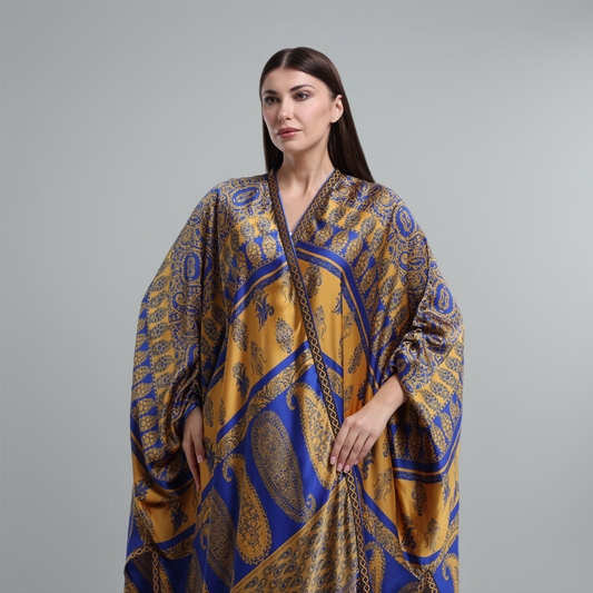 LA REINE - Printed silk abaya