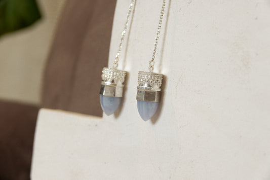 BY RAHINA - Sterling Silver Resistance Blue Lace Agate earrings