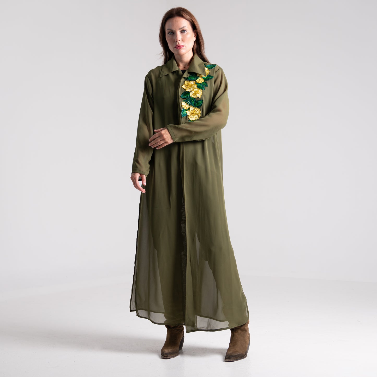 NOBLESSE - Silk Chiffon Embroidered Kimono