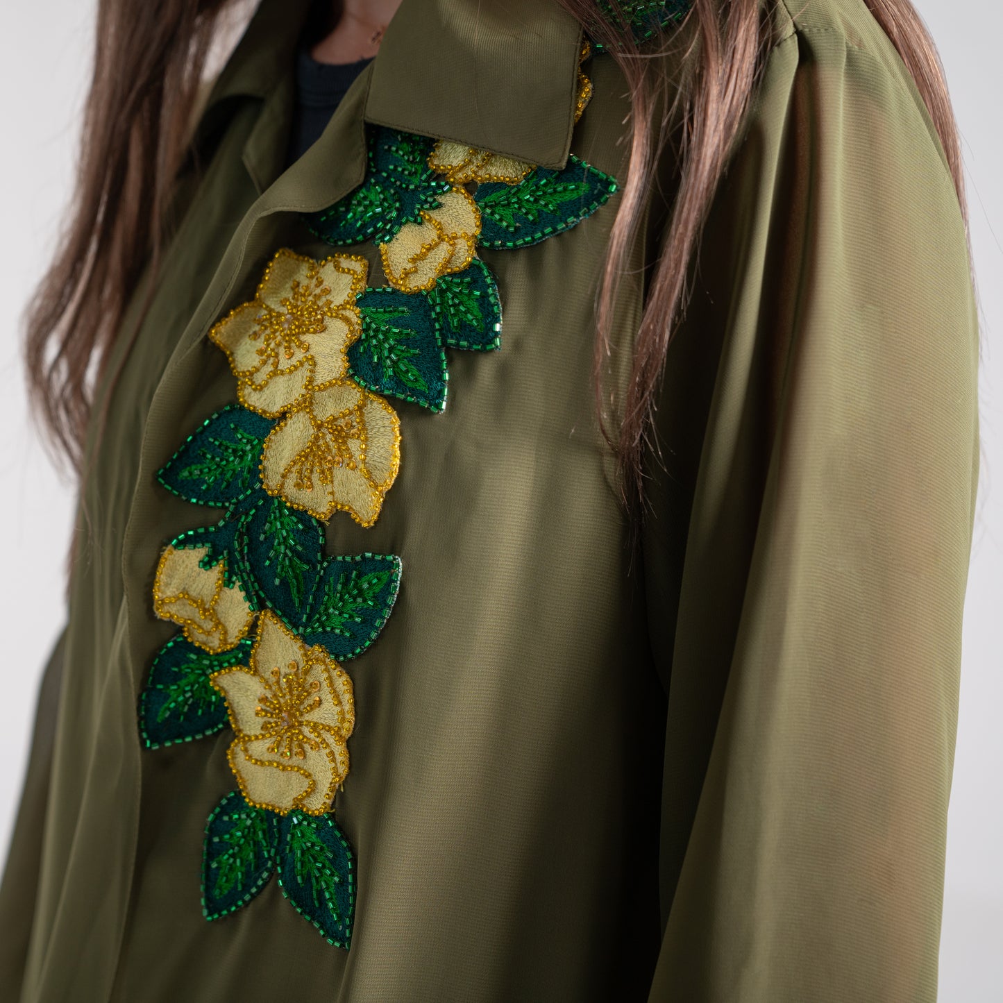 NOBLESSE - Silk Chiffon Embroidered Kimono