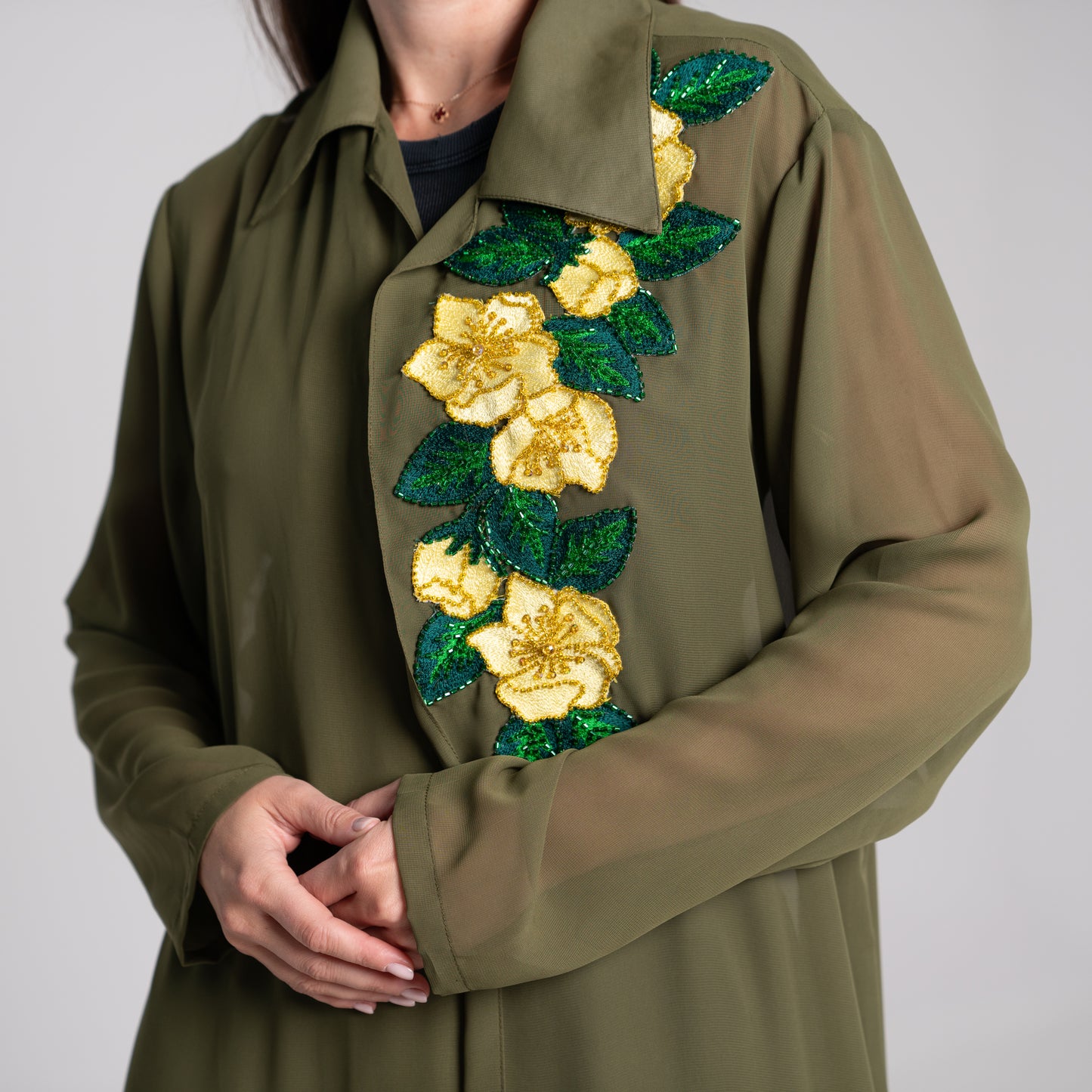 NOBLESSE - Silk Chiffon Embroidered Kimono