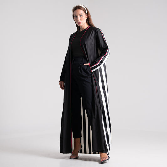 DALSH DESIGNS - Black Abaya with Striped Back