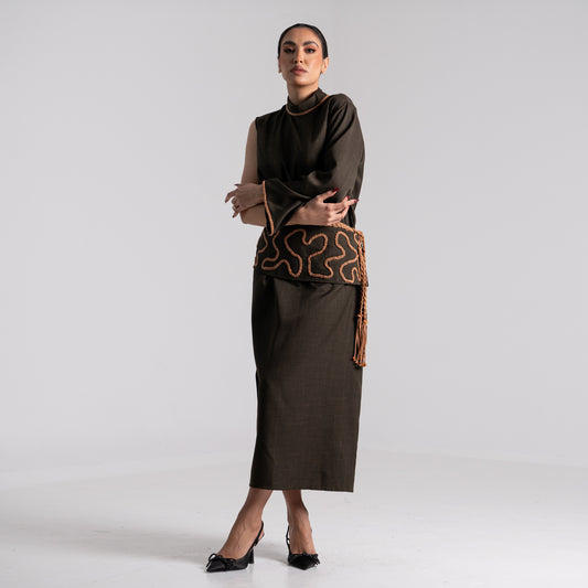 DALSH DESIGNS - Army green one-sleeve dress