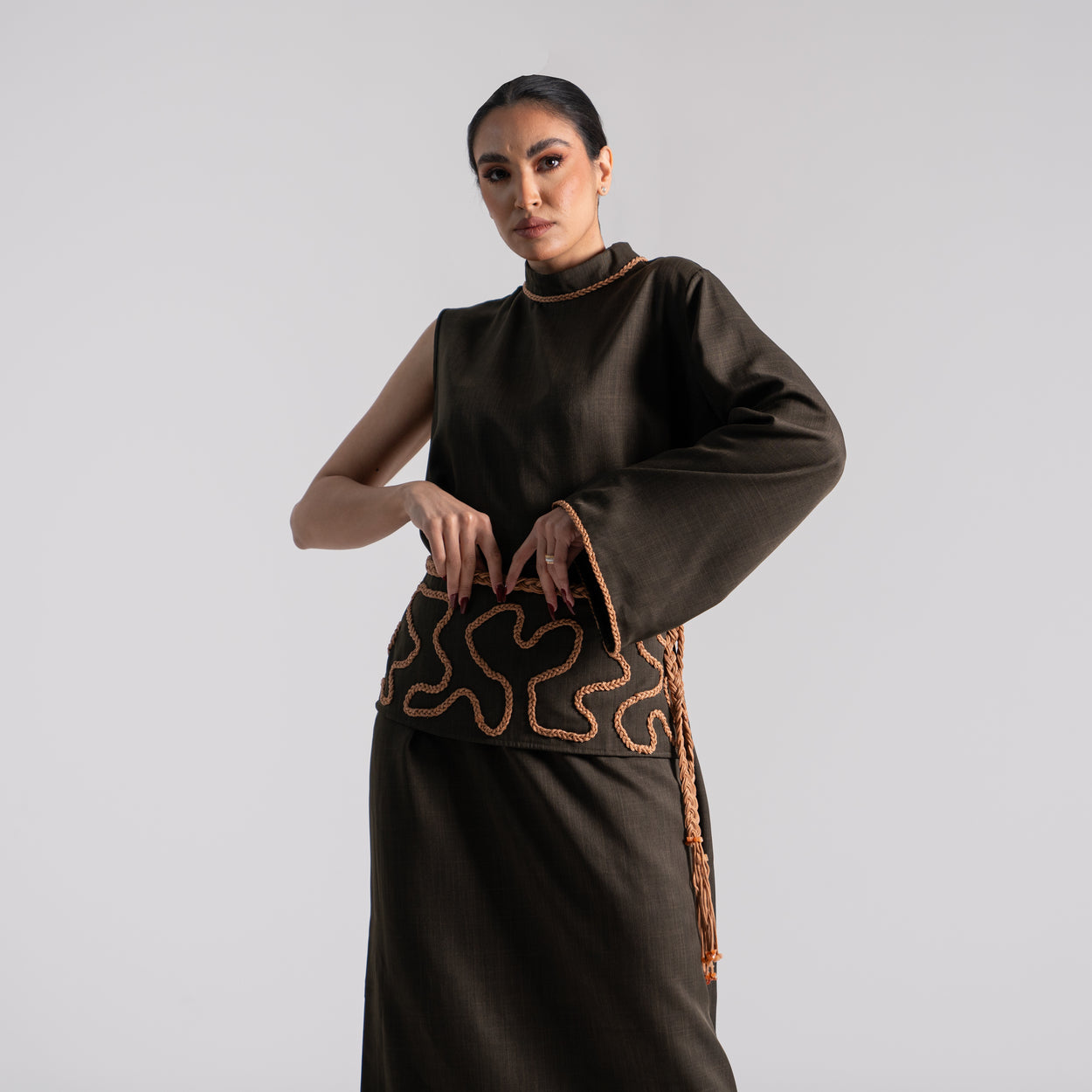 DALSH DESIGNS - Army green one-sleeve dress