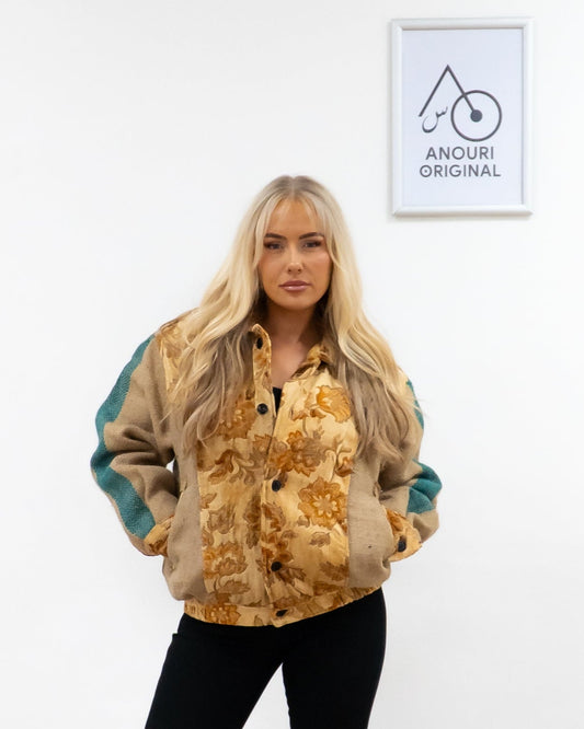 ANOURI - Yellow Crop Burlap Jacket