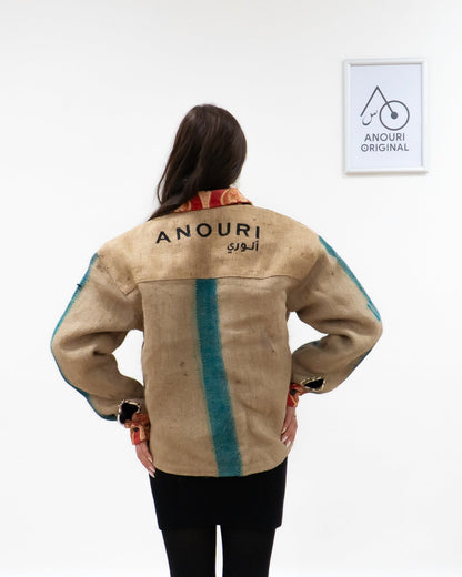 ANOURI - جاكيت من الخيش باللونين الأحمر والذهبي للجنسين