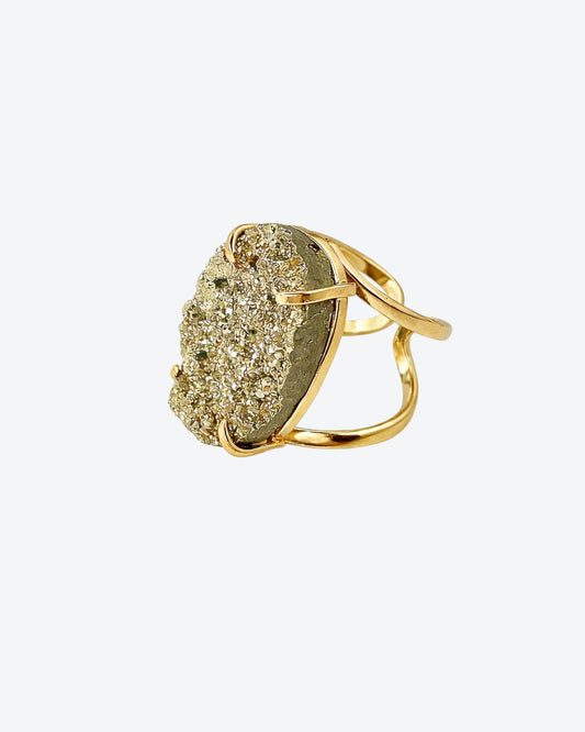 TREASURES OF BRAZIL - EarthLuxe Treasures Natural Pyrite Ring | Raw Pyrite Stone Ring
