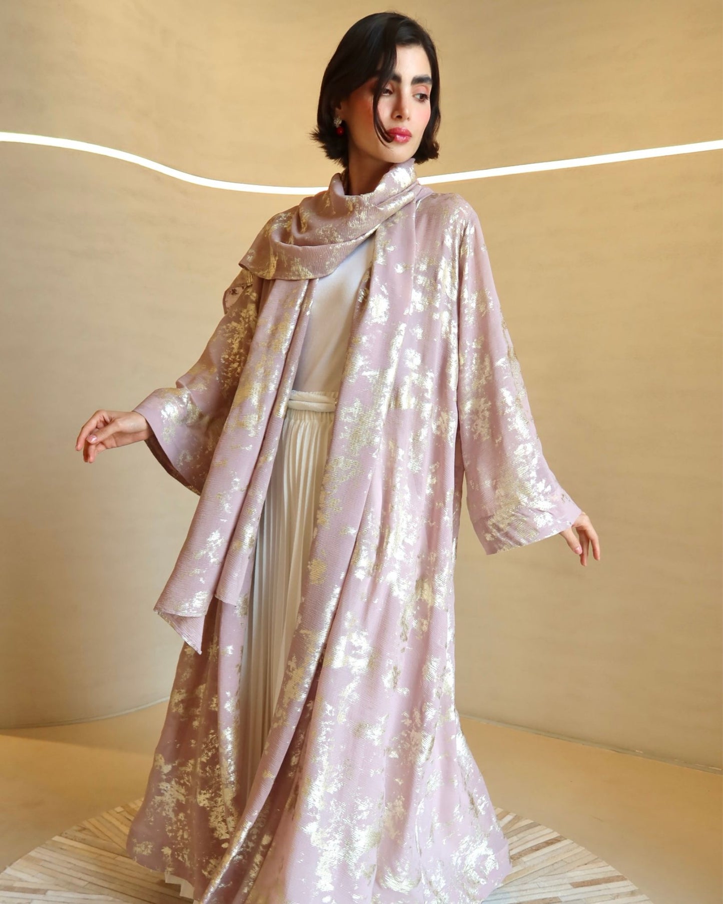 FLounge Dark Pink Goldbeaten Abaya