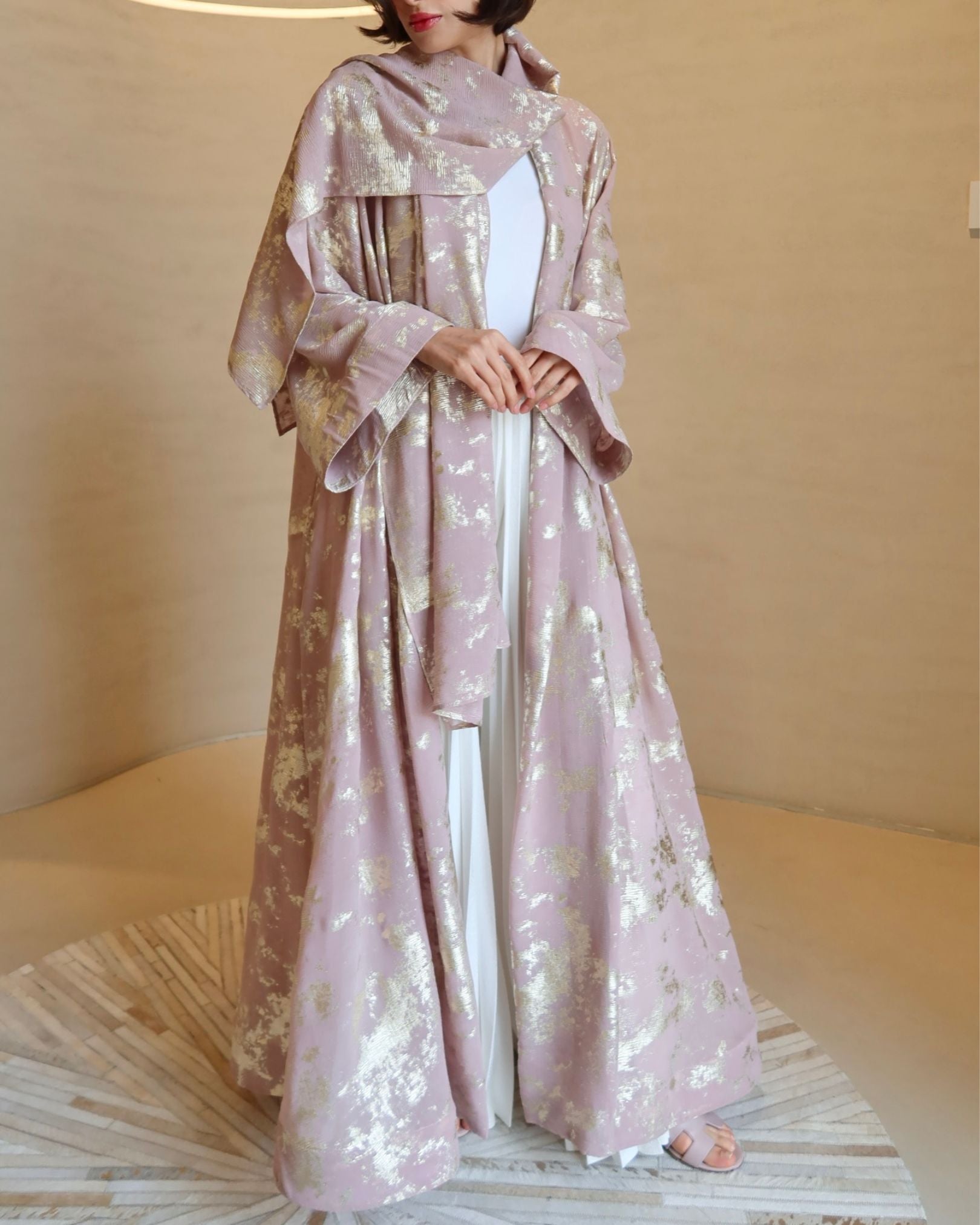 Dark Pink Goldbeaten Abaya