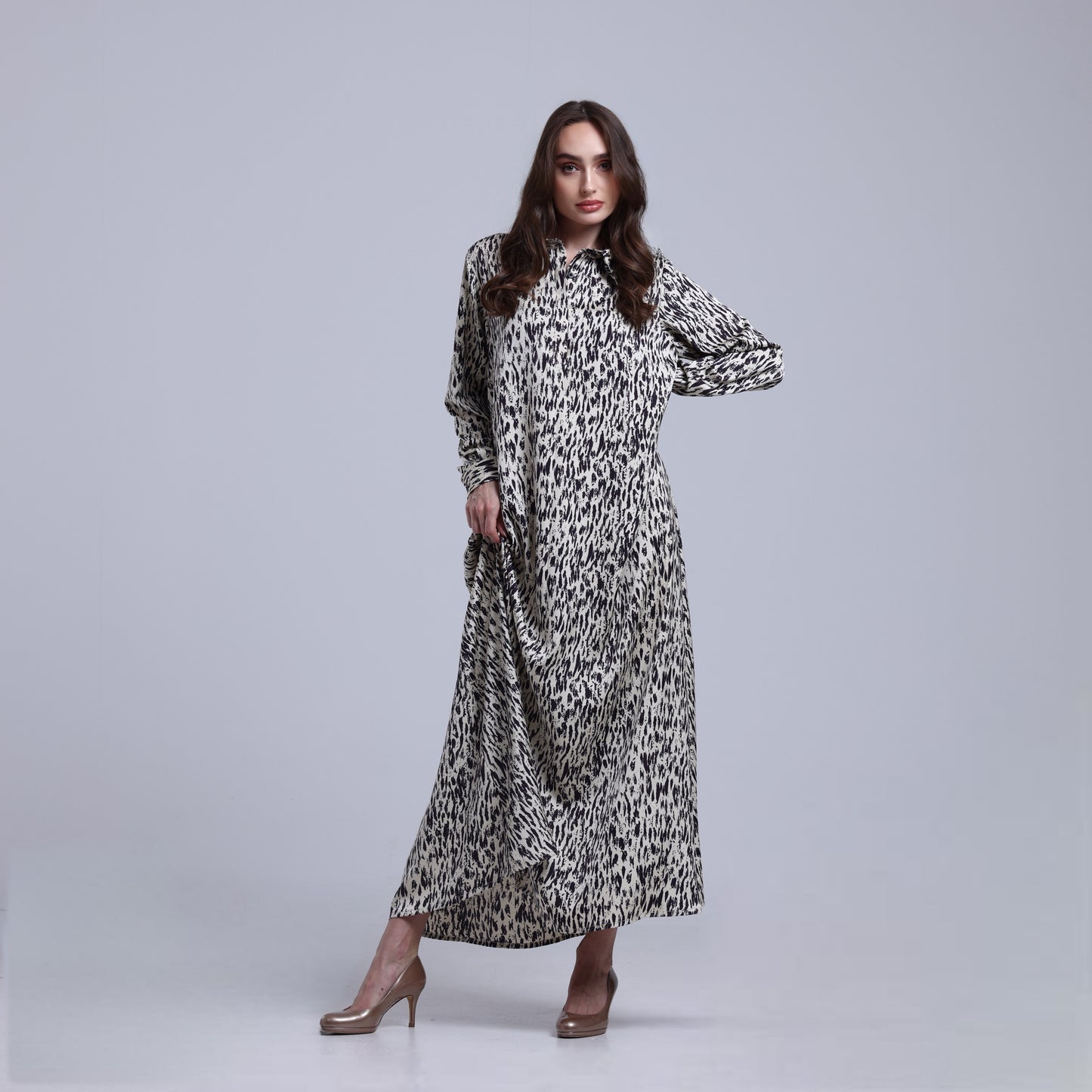 LA REINE - Printed Maxi Shirt Dress