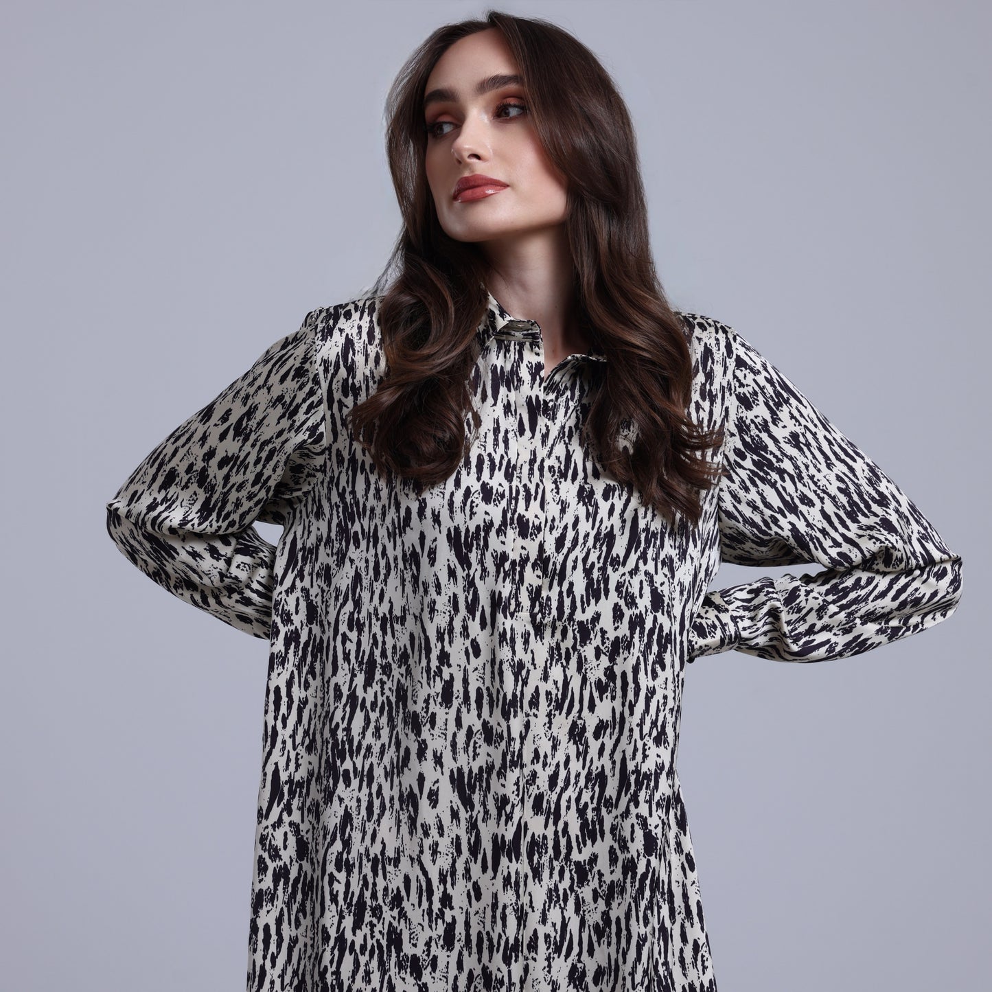LA REINE - Printed Maxi Shirt Dress