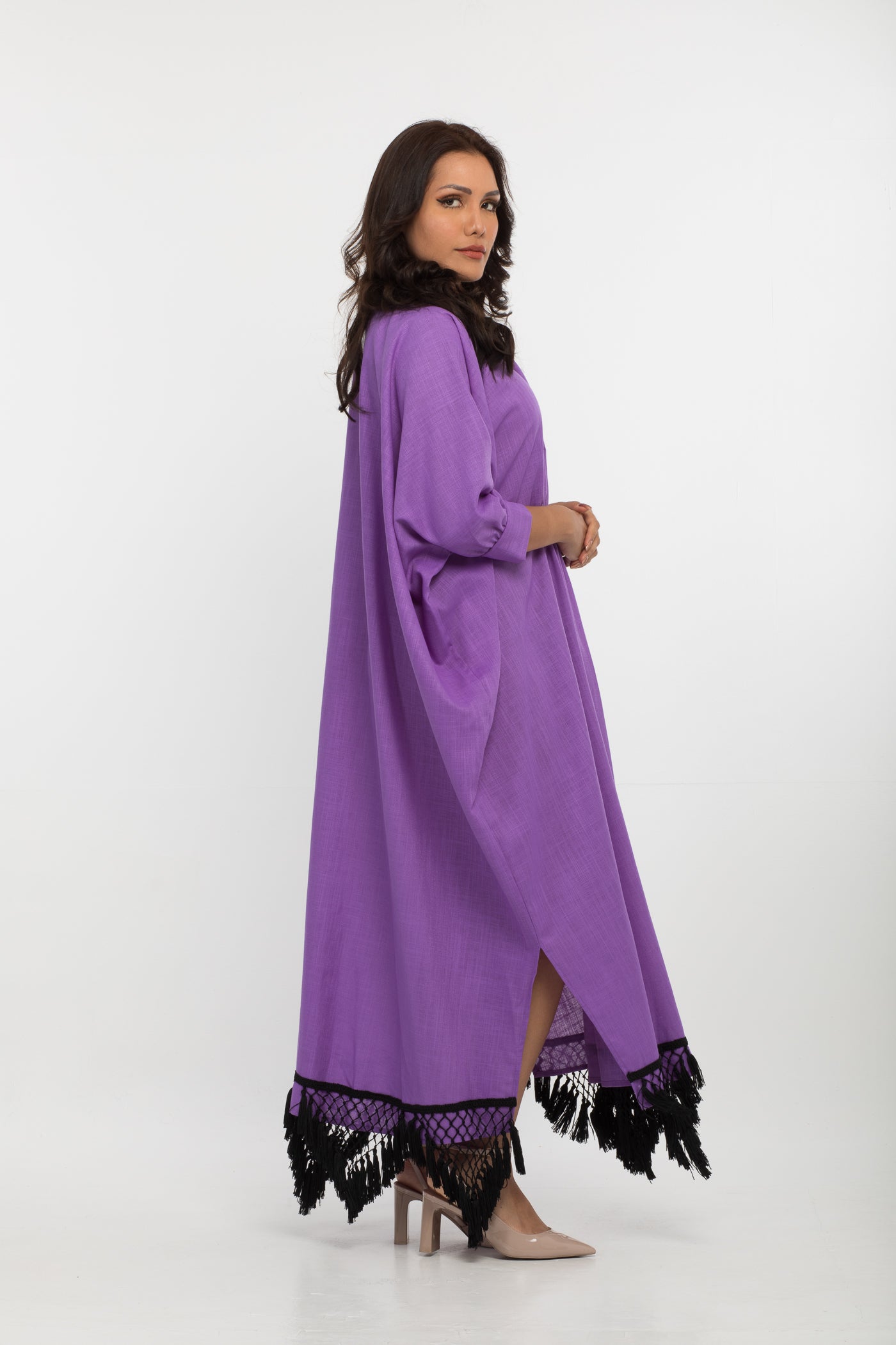 YARAKECH - Purple Batwing Kaftan & Turban Set