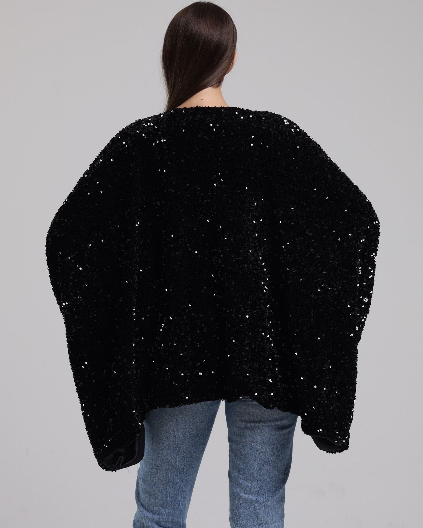 LA REINE - Sequinned Velvet Batwing Top