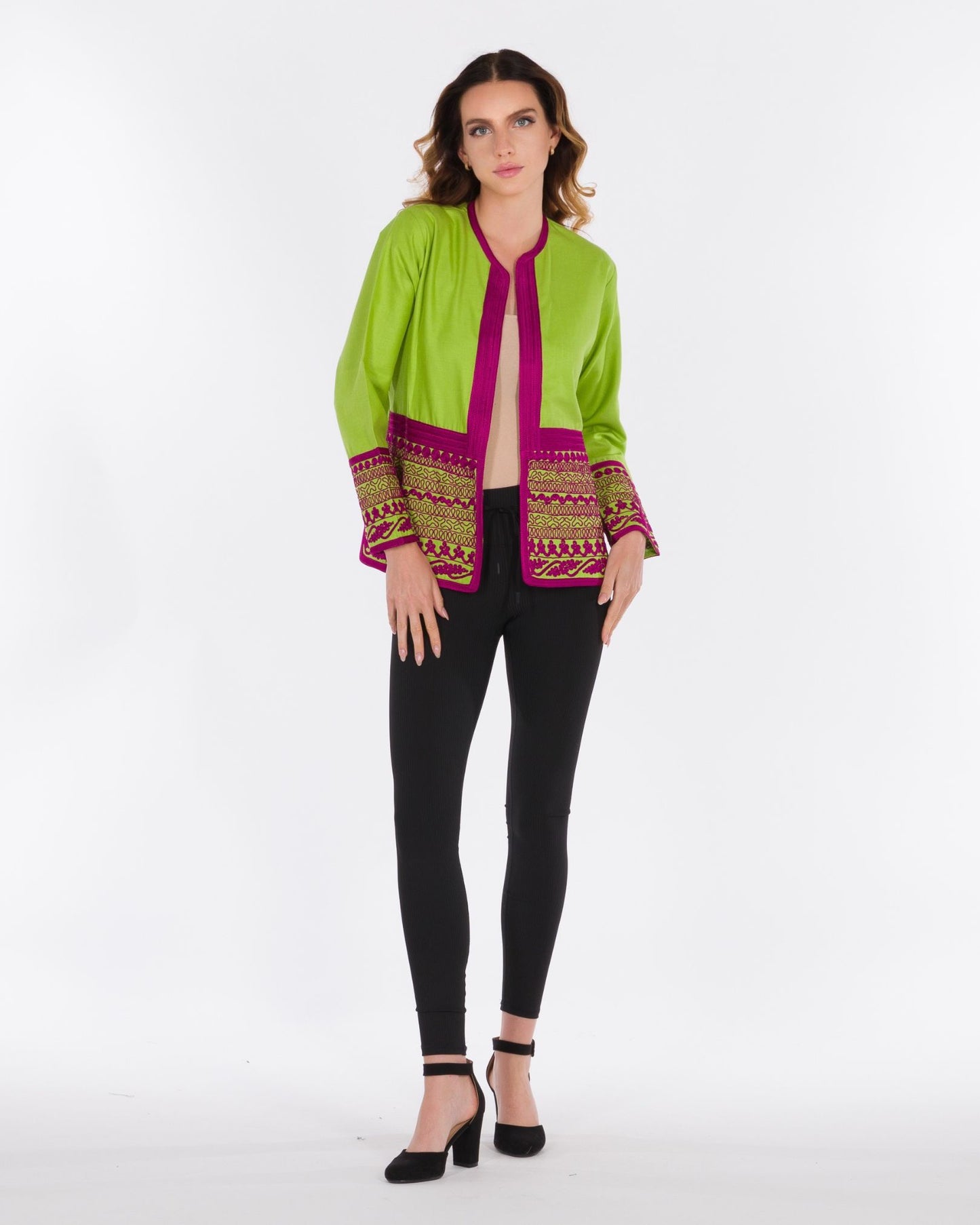 YARAKECH - Lime Green Jacket with Moroccan Sfifa Embroidery