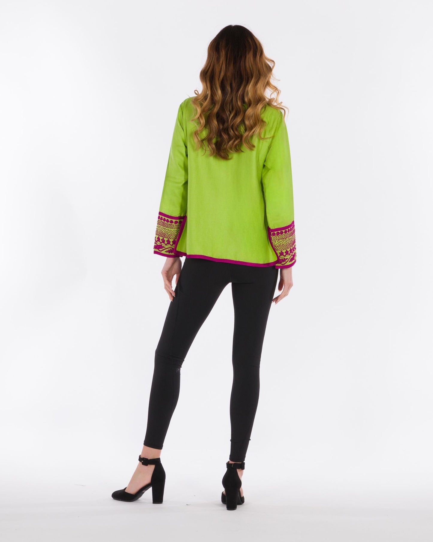 YARAKECH - Lime Green Jacket with Moroccan Sfifa Embroidery