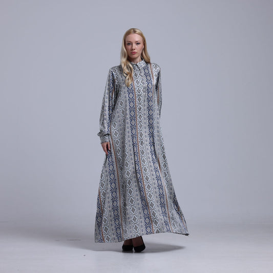 LA REINE - Printed Maxi Shirt Dress