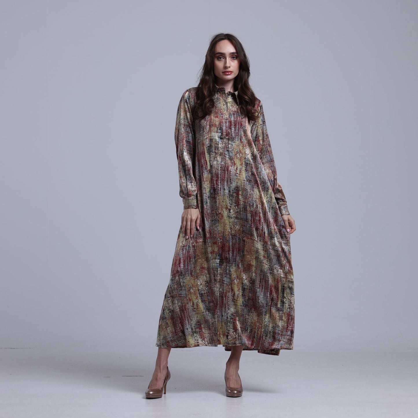 LA REINE - Printed Maxi Shirt Dress