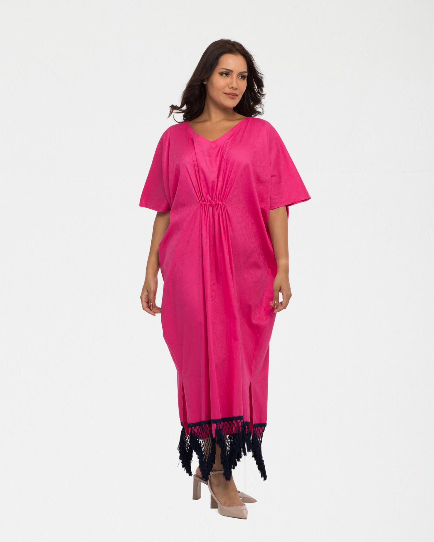 YARAKECH - Fuchsia Batwing Kaftan & Turban Set