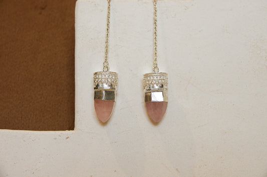 BY RAHINA - Sterling Silver Resistance Rose Quartz Earrings
