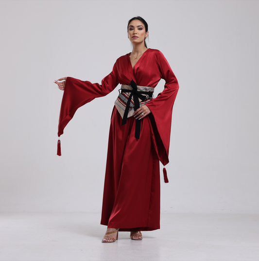 DALSH DESIGNS - Wide-Leg Jumpsuit with Sadu Wrap Belt